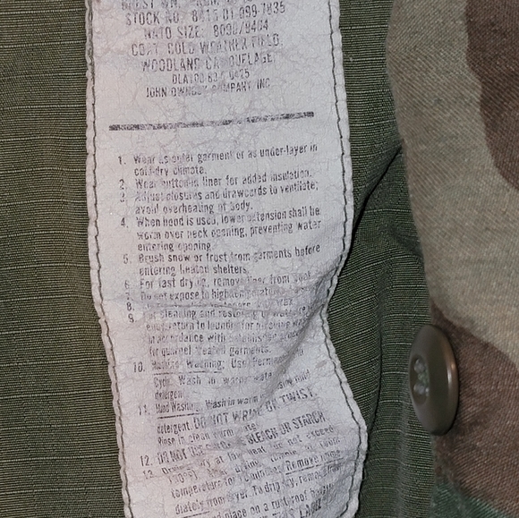 Vintage Woodland Camo Military Field Jacket Men's Medium Long military - Picture 8 of 8